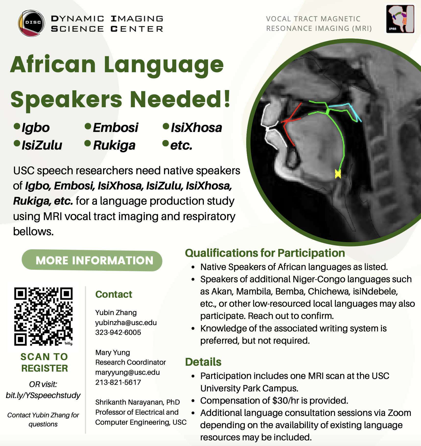 Yoruba & Setswana speaker flyer